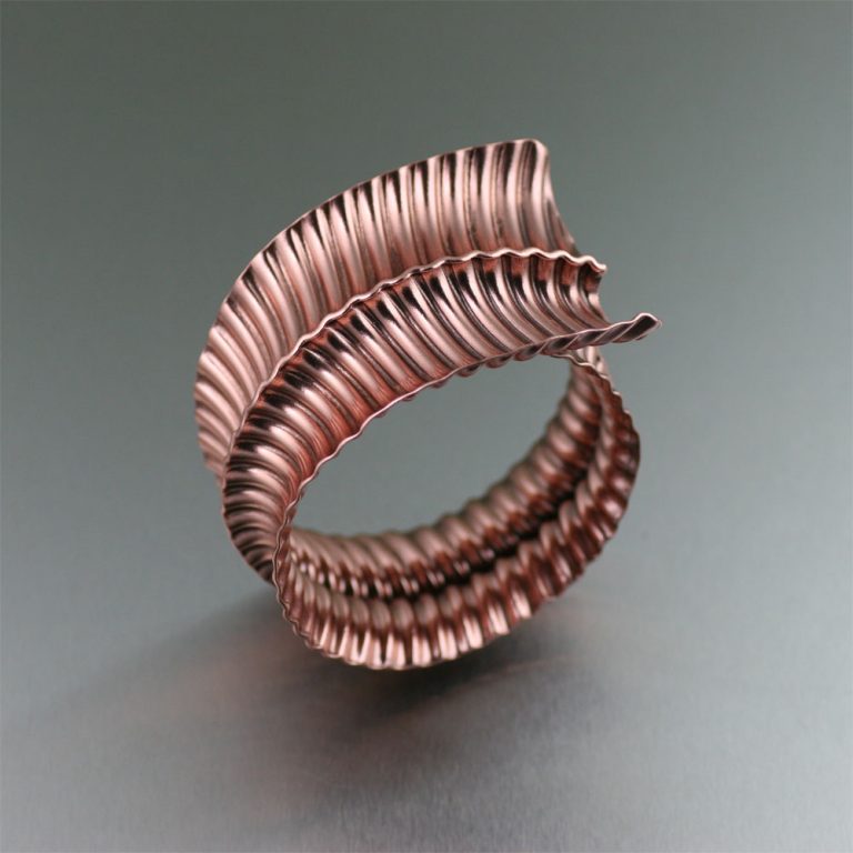 Corrugated Fold Formed Anticlastic Copper Bangle CJCBR7 21 Handmade Copper Jewelry by John S Bra